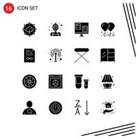 16 Universal Solid Glyphs Set for Web and Mobile Applications certificate agreement coding motivation balloon Editable Vector Design Elements