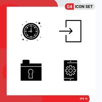 Pictogram Set of 4 Simple Solid Glyphs of business private watch input media Editable Vector Design Elements