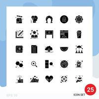 User Interface Pack of 25 Basic Solid Glyphs of patricks horseshoe lightbulb fortune success Editable Vector Design Elements