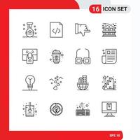 16 Thematic Vector Outlines and Editable Symbols of one finger dislike click bank Editable Vector Design Elements