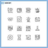 User Interface Pack of 16 Basic Outlines of ancient money virus jar cash Editable Vector Design Elements