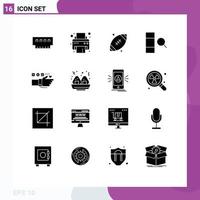 User Interface Pack of 16 Basic Solid Glyphs of fitness monitoring ball search column Editable Vector Design Elements