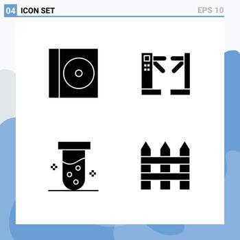 4 Solid Glyph concept for Websites Mobile and Apps case test access underground barricade Editable Vector Design Elements