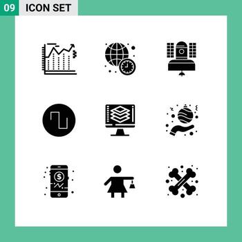 User Interface Pack of 9 Basic Solid Glyphs of code wave satellite square telecommunication Editable Vector Design Elements