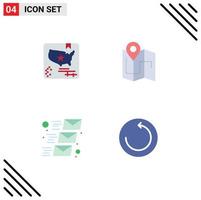 Group of 4 Flat Icons Signs and Symbols for american email world plan mailing Editable Vector Design Elements