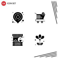 User Interface Pack of 4 Basic Solid Glyphs of fire cafe location shop counter Editable Vector Design Elements