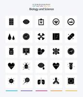 creativo biología 25 glifo sólido negro icono paquete tal como laboratorio. biología. cardiograma. ciencia. laboratorio vector