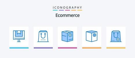 Ecommerce Blue 5 Icon Pack Including e. box. package. plus. commerce. Creative Icons Design vector