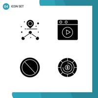 4 Universal Solid Glyphs Set for Web and Mobile Applications destination user multimedia interface coins Editable Vector Design Elements