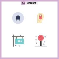 User Interface Pack of 4 Basic Flat Icons of charge sign lock data spa sign board Editable Vector Design Elements