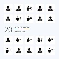 20 Human Solid Glyph icon Pack like pot human avatar body human vector