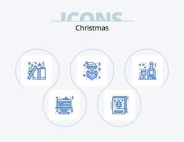 Christmas Blue Icon Pack 5 Icon Design. alcohol. santa. gift. claus. star vector