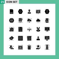 User Interface Pack of 25 Basic Solid Glyphs of search seo worker marketing labour Editable Vector Design Elements