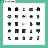 User Interface Pack of 25 Basic Solid Glyphs of search seo worker marketing labour Editable Vector Design Elements