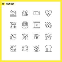 16 Creative Icons Modern Signs and Symbols of experiment burner camera like favorite Editable Vector Design Elements