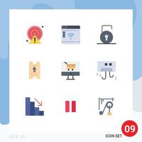 Set of 9 Modern UI Icons Symbols Signs for ecommerce arrow key hotel ticket Editable Vector Design Elements