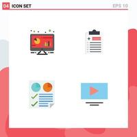 4 Flat Icon concept for Websites Mobile and Apps analytic data monitor clipboard page Editable Vector Design Elements