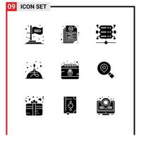 9 Creative Icons Modern Signs and Symbols of calendar lab report fire alcohol Editable Vector Design Elements