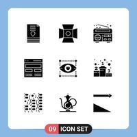 Set of 9 Modern UI Icons Symbols Signs for creativity interface studio hero communication Editable Vector Design Elements