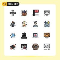 Set of 16 Modern UI Icons Symbols Signs for flask man sport industry agriculture Editable Creative Vector Design Elements