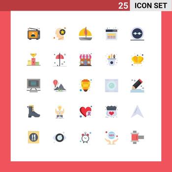 Mobile Interface Flat Color Set of 25 Pictograms of frame web star page ship Editable Vector Design Elements