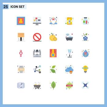 paquete de 25 moderno plano colores señales y símbolos para web impresión medios de comunicación tal como medicina botella herramienta desarrollo sacapuntas red editable vector diseño elementos