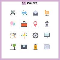 Modern Set of 16 Flat Colors and symbols such as briefcase balloon email baby stuff folder Editable Pack of Creative Vector Design Elements