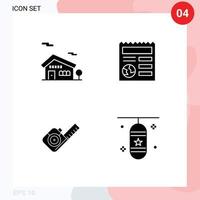 Set of 4 Commercial Solid Glyphs pack for building tape basic ui boxing bag Editable Vector Design Elements