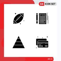 Mobile Interface Solid Glyph Set of 4 Pictograms of ball career usa calculation structure Editable Vector Design Elements