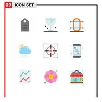 Universal Icon Symbols Group of 9 Modern Flat Colors of weather cloud logistic sport physic Editable Vector Design Elements