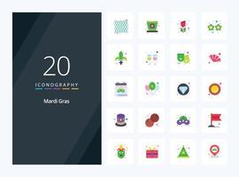 20 Mardi Gras Flat Color icon for presentation vector