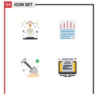 Editable Vector Line Pack of 4 Simple Flat Icons of candle spade data paper check taxi Editable Vector Design Elements