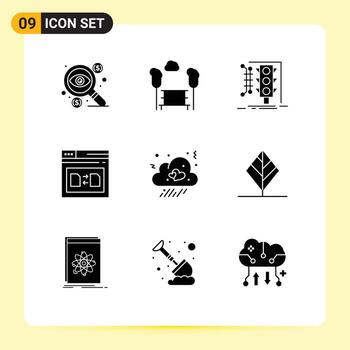 Editable Vector Line Pack of 9 Simple Solid Glyphs of file secure trees page smart Editable Vector Design Elements