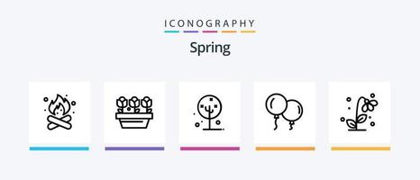 Spring Line 5 Icon Pack Including grass. rake. spring. gardener. spring. Creative Icons Design vector