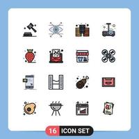 Set of 16 Modern UI Icons Symbols Signs for beach berry digital light presentation Editable Creative Vector Design Elements