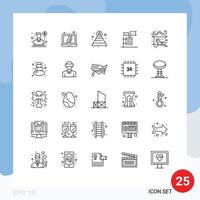 Group of 25 Lines Signs and Symbols for greenhouse eco pyramid junk election Editable Vector Design Elements