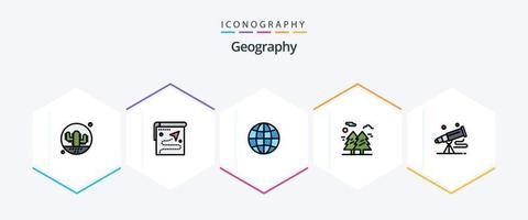 Geo Graphy 25 FilledLine icon pack including nature. forest. destination. geography. earth vector