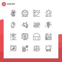 Set of 16 Modern UI Icons Symbols Signs for manipulate access shirt button fruit cherry Editable Vector Design Elements