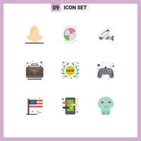 Pictogram Set of 9 Simple Flat Colors of bag case network business security Editable Vector Design Elements