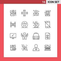 Group of 16 Outlines Signs and Symbols for money costs cube budget nun Editable Vector Design Elements