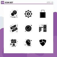 User Interface Pack of 9 Basic Solid Glyphs of pie mardi gras lock pad cyber monday sale sale Editable Vector Design Elements