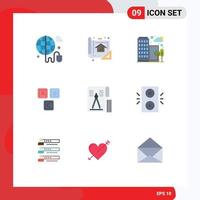 9 Thematic Vector Flat Colors and Editable Symbols of knowledge basic print blocks office Editable Vector Design Elements