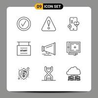 9 Creative Icons Modern Signs and Symbols of coding laud beat speaker races Editable Vector Design Elements