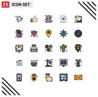 Group of 25 Filled line Flat Colors Signs and Symbols for warn laptop love decode object Editable Vector Design Elements