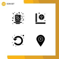 Pictogram Set of 4 Simple Solid Glyphs of coffee circle tea gadget left Editable Vector Design Elements