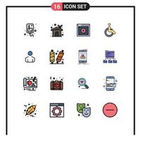 Modern Set of 16 Flat Color Filled Lines Pictograph of male movement business bicycle online Editable Creative Vector Design Elements