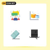 Modern Set of 4 Flat Icons and symbols such as chat arts team modeling paint Editable Vector Design Elements