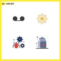 User Interface Pack of 4 Basic Flat Icons of mail setting sun configure food Editable Vector Design Elements