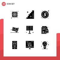 9 Thematic Vector Solid Glyphs and Editable Symbols of home light light dollar lamp logistic Editable Vector Design Elements