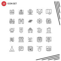 Group of 25 Lines Signs and Symbols for card protection map office delete sync Editable Vector Design Elements